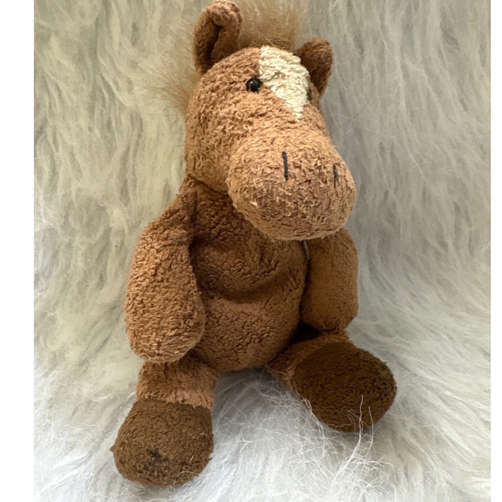 Russ Berrie Rucker Horse Plush Brown White Blaze Small Stuffed‎ Animal 5 inch